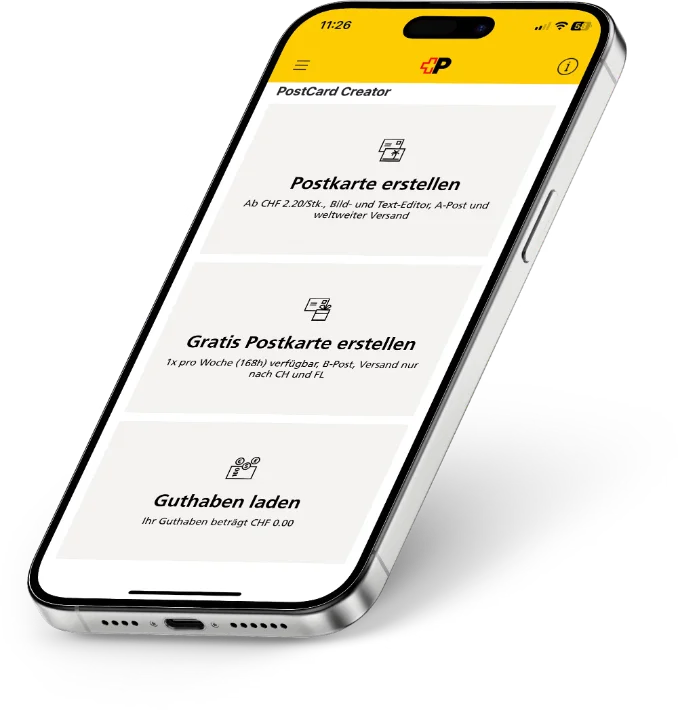 PostCard Creator Prototyp – Mobile-Ansicht